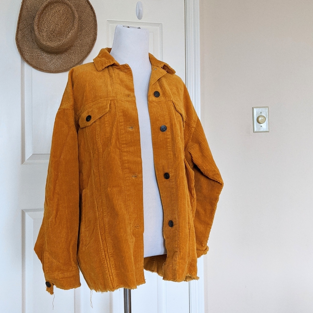 Zara mustard yellow corduroy shirt jacket